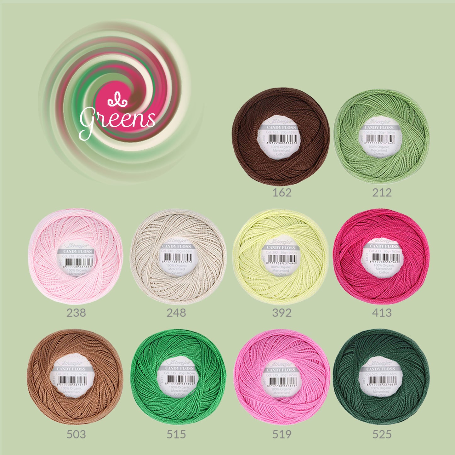 Scheepjes Candy Floss Colour Pack - Greens